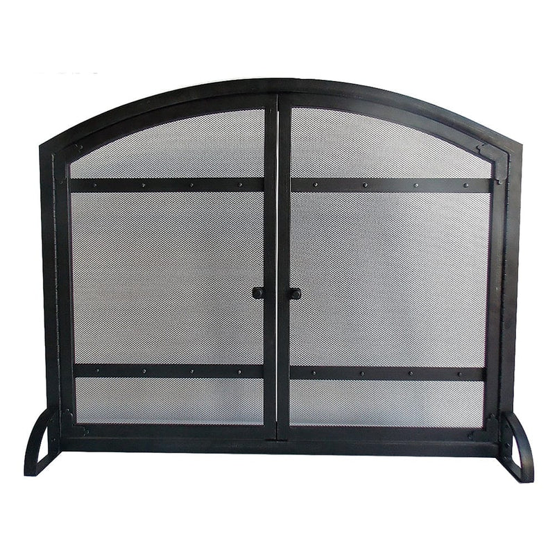 Harper Fireplace Screen with Doors in Antique Black