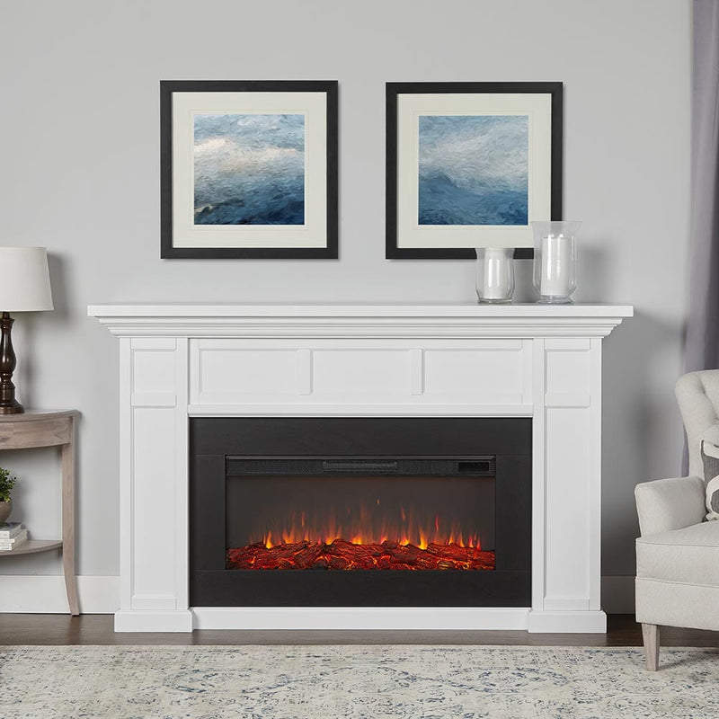 Alcott Electric Fireplace Mantel Package in White