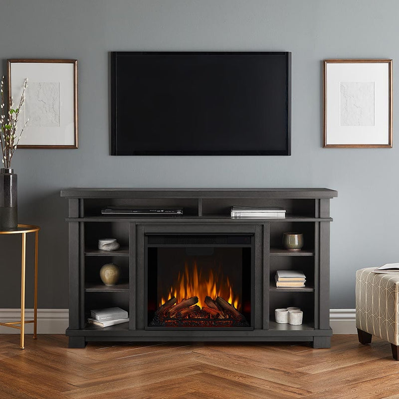 Belford Electric Fireplace Media Console in Gray