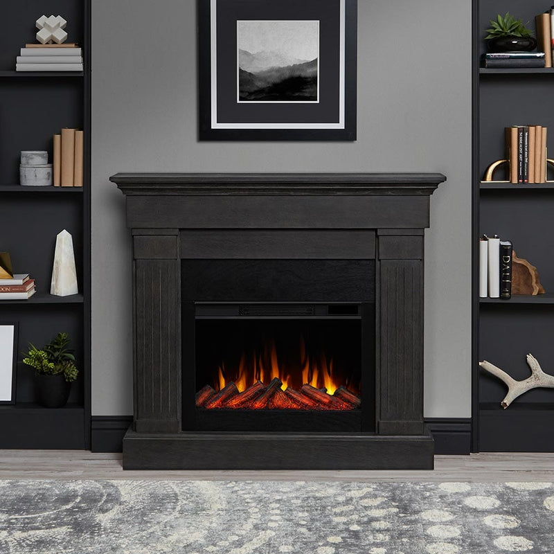 Crawford Electric Fireplace Mantel Package in Gray