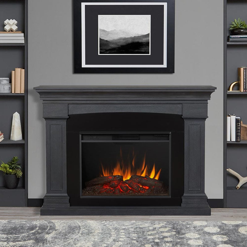 Deland Grand Electric Fireplace Mantel Package in Gray