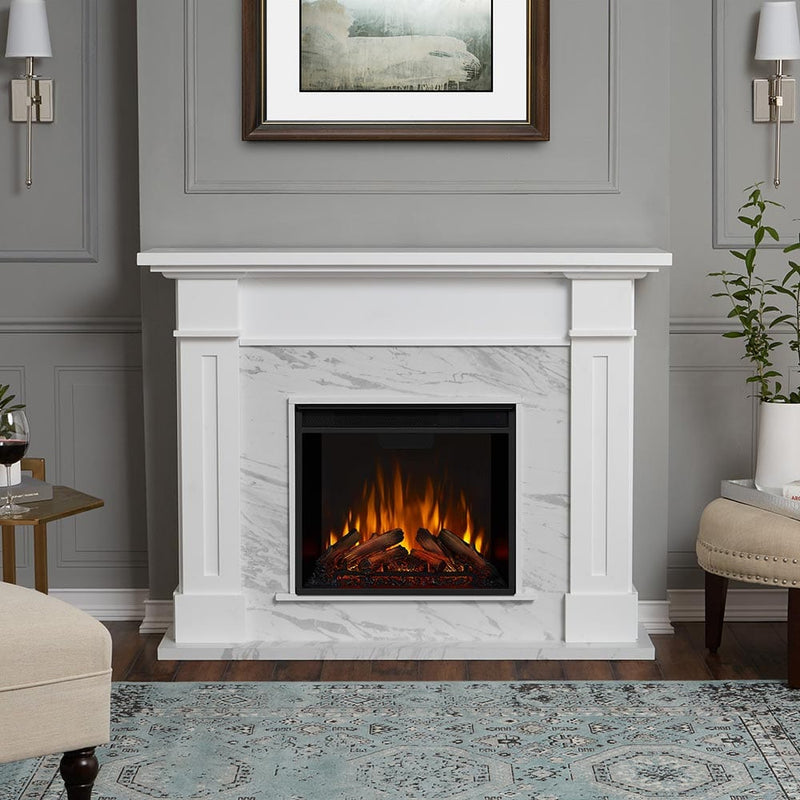 Kipling Electric Fireplace Mantel Package with Faux Marble