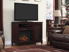 Bordeaux Electric Fireplace Media Console w/ Wine Cooler in Espresso