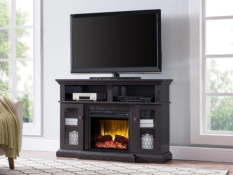 Drew Electric Fireplace Media Console in Dark Mahogany