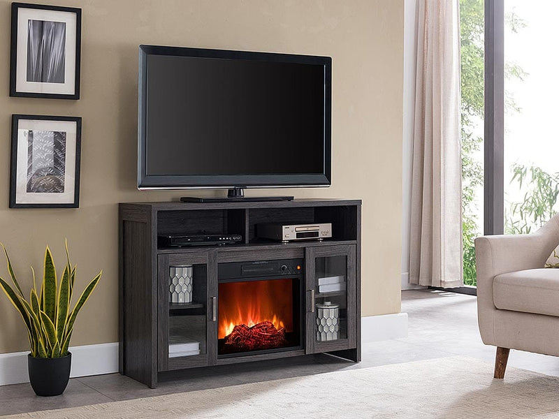 Nate Electric Fireplace Media Console in Charcoal Ash