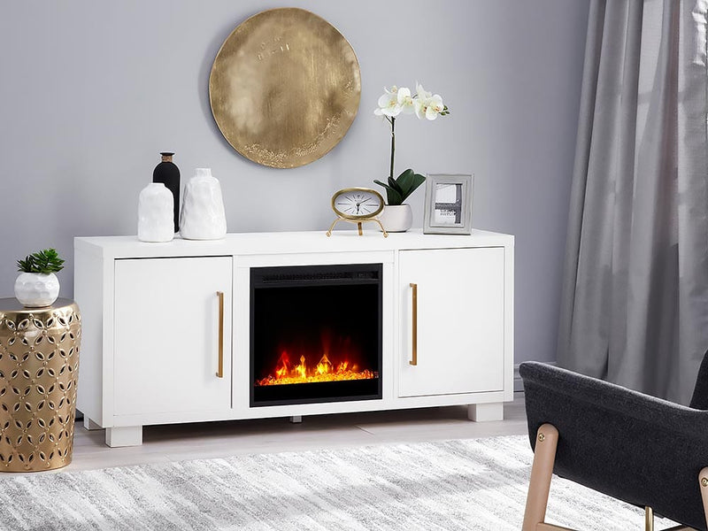 Shelby Electric Fireplace Media Console in White