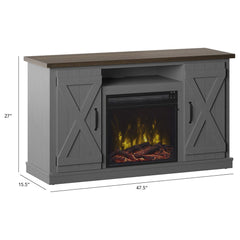 Killian Electric Fireplace Media Console in Huron Gray