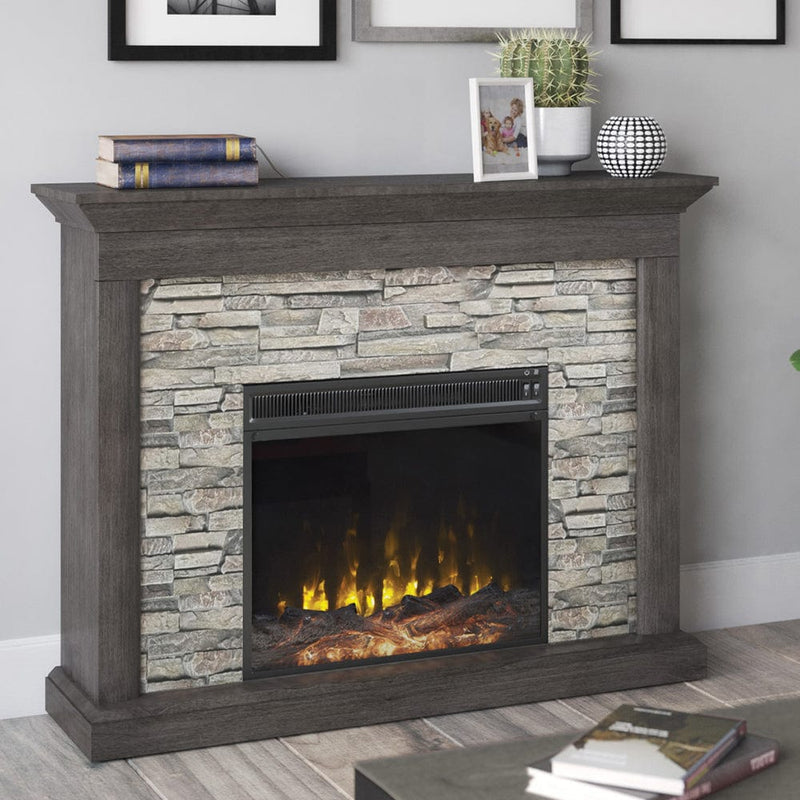 Keeton Electric Fireplace Mantel Package in Weathered Gray