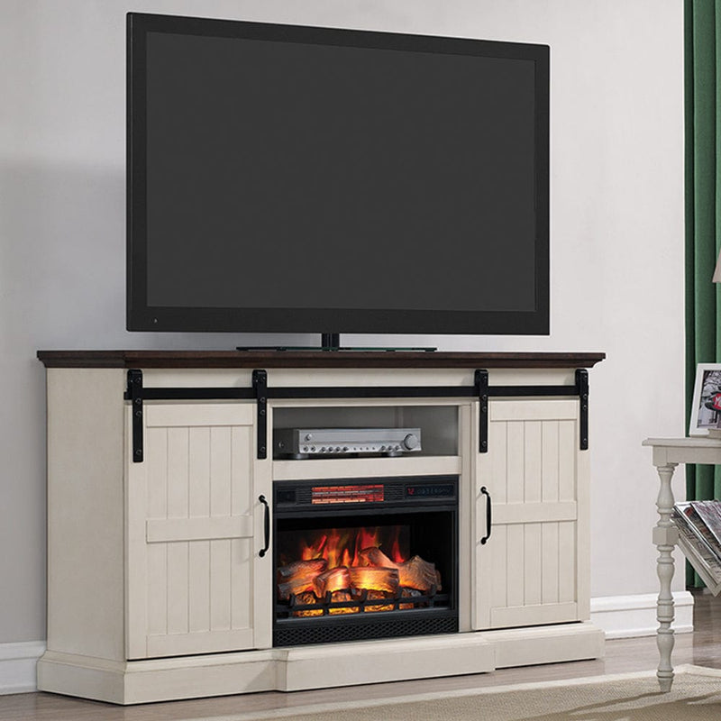 Hogan Electric Fireplace TV Stand in Weathered White - 26MM90273-W476