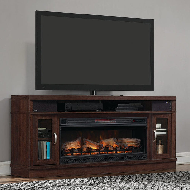 Deerfield Electric Fireplace Entertainment Center in Antique Brown Cherry - 42MMS90151-PC84