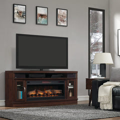 Deerfield Electric Fireplace Entertainment Center in Antique Brown Cherry - 42MMS90151-PC84