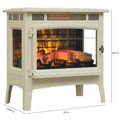 Duraflame 3D Cream Infrared Electric Fireplace Stove with Remote Control