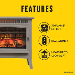 Duraflame 3D French Grey Infrared Electric Fireplace Stove with Remote Control