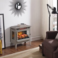 Duraflame 3D French Grey Infrared Electric Fireplace Stove with Remote Control