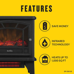 Duraflame 550 Black Infrared Freestanding Electric Fireplace Stove with Remote Control