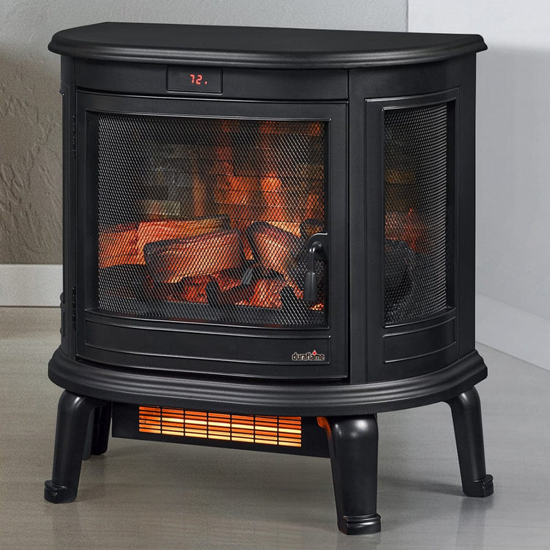 Duraflame 3D Black Curved Front Infragen Electric Fireplace Stove with Remote Control