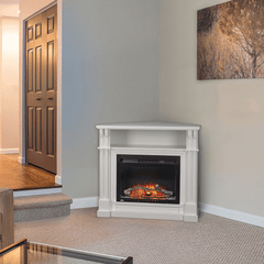 Madison Electric Fireplace Media Cabinet in White