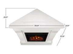 Chateau Corner Electric Fireplace Mantel Package in White