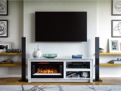 Bushwick Electric Fireplace TV Stand in White Oak- 1030FM-28-254