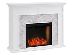 Torlington Electric Fireplace Mantel Package in White w/ Smart Firebox