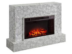 Torvelle Electric Fireplace TV Stand in White Marble