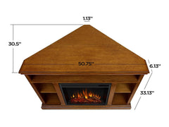 Churchill Corner Electric Fireplace Media Console in Oak