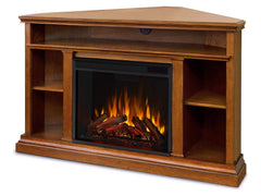 Churchill Corner Electric Fireplace Media Console in Oak