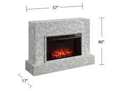 Torvelle Electric Fireplace TV Stand in White Marble