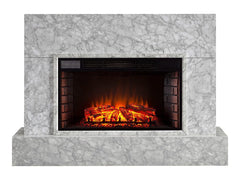 Torvelle Electric Fireplace TV Stand in White Marble