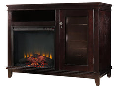 Bordeaux Electric Fireplace Media Console w/ Wine Cooler in Espresso