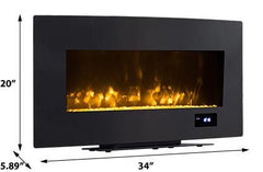 HearthPro 36-In Convex Curved Wall Mount Electric Fireplace