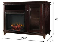 Bordeaux Electric Fireplace Media Console w/ Wine Cooler in Espresso