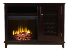 Bordeaux Electric Fireplace Media Console w/ Wine Cooler in Espresso