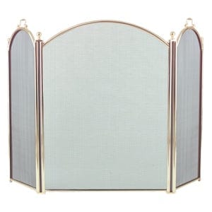 3 Fold Arched Polished Brass Fireplace Screen 2383-34